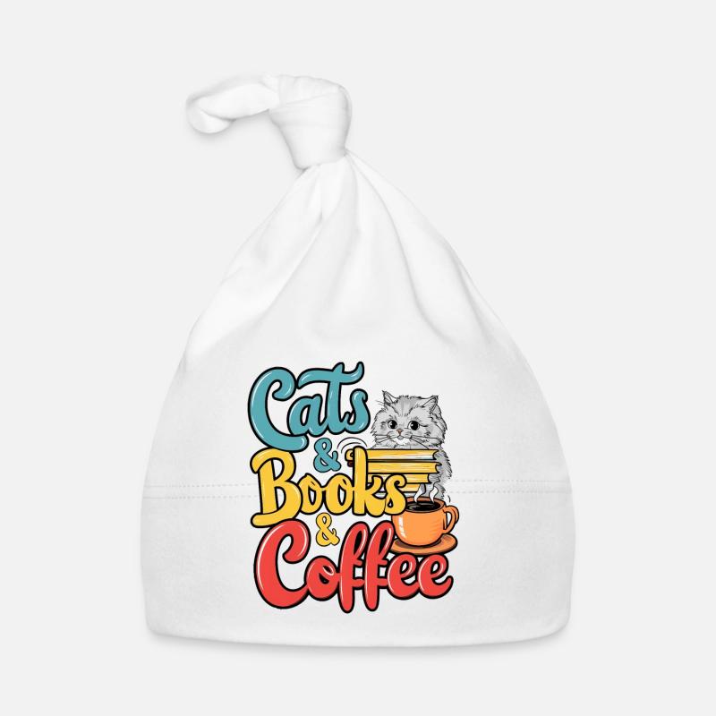 Cats, Books and Coffee Design Organic Baby Cap