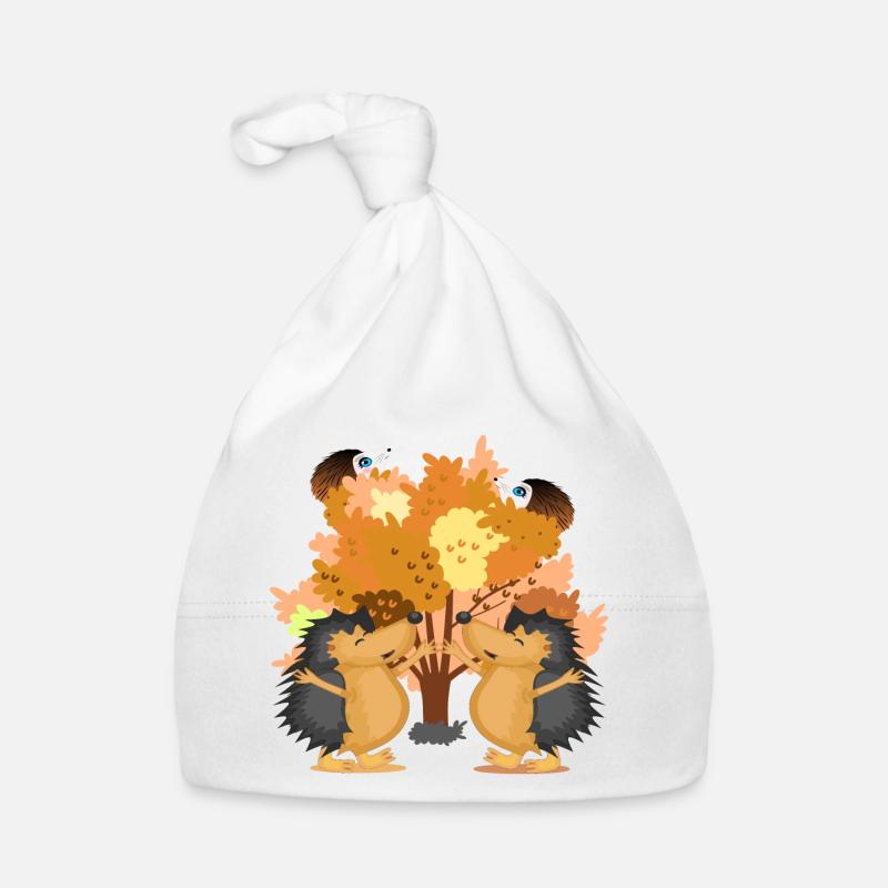 ILLUSTRATIONS D’ANIMAUX HÉRISSON ARBRE D’AUTOMNE Bonnet bio Bébé