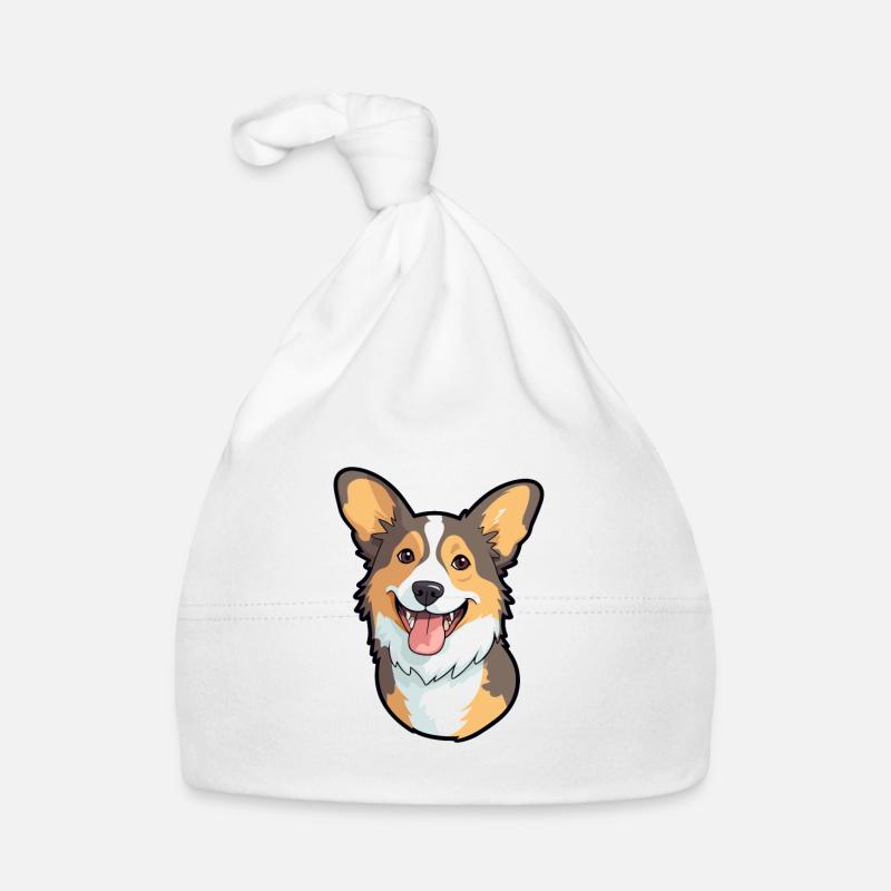 Strickjacke Welsh Corgi Hunderasse Aquarell Karikatur Baby Bio-Mütze