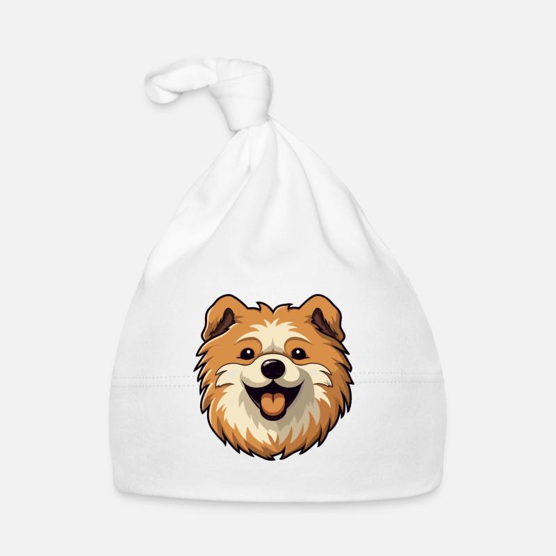 Keeshonden chien race aquarelle dessin animé kawaii cli Bonnet bio Bébé