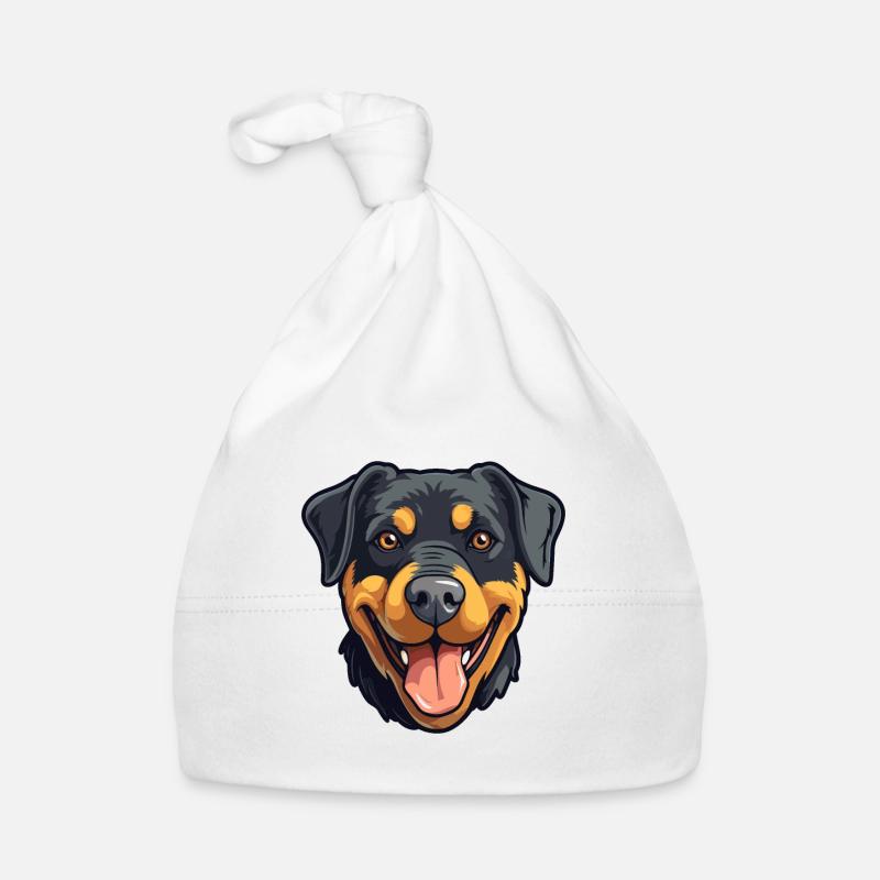 Rottweiler Dog Breed Watercolor Cartoon Kawaii Cli Organic Baby Cap