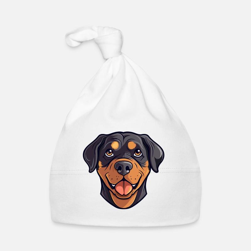 Rottweiler Dog Breed Watercolor Cartoon Kawaii Cli Organic Baby Cap
