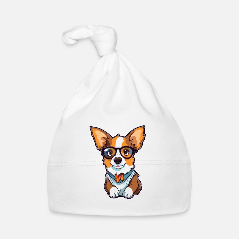 Strickjacke Welsh Corgi Hunderasse Aquarell Karikatur Baby Bio-Mütze