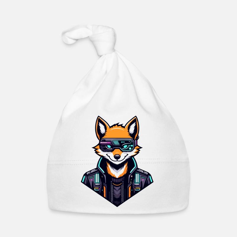 Cyber Fox Neon Tech Wild - Baby Bio-Mütze - Weiß