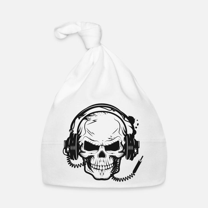Schädel,Skull,Totenkopf mit Kopfhörer Baby Bio-Mütze