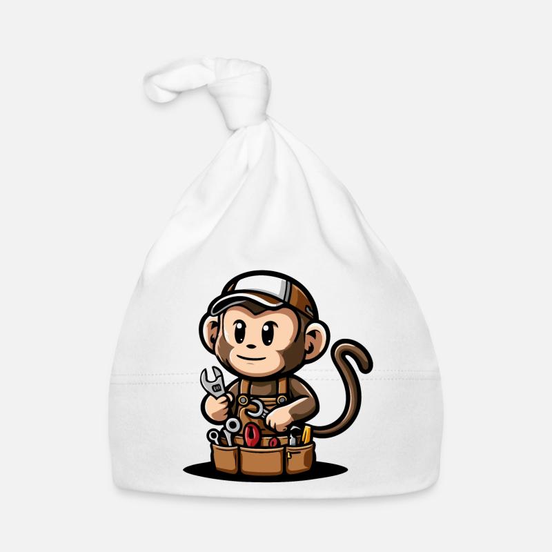 Mécanique de singe pratique - Bonnet bio Bébé - blanc