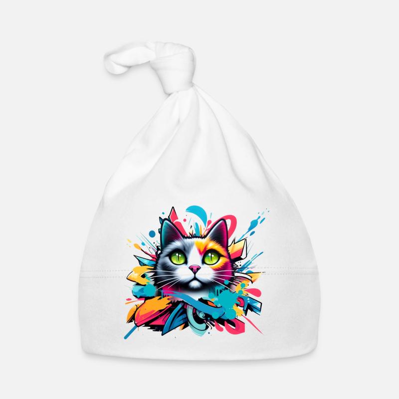 bunte Katze gestaltet im Comic Graffiti Stil Baby Bio-Mütze