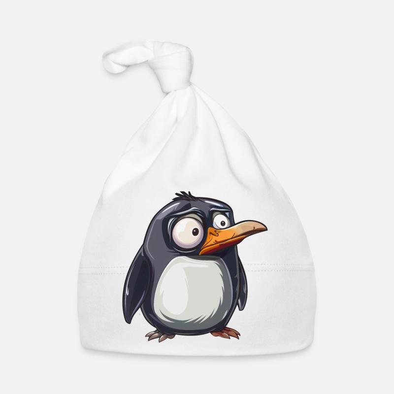 Le look mignon du pingouin attire les regards - Bonnet bio Bébé - blanc