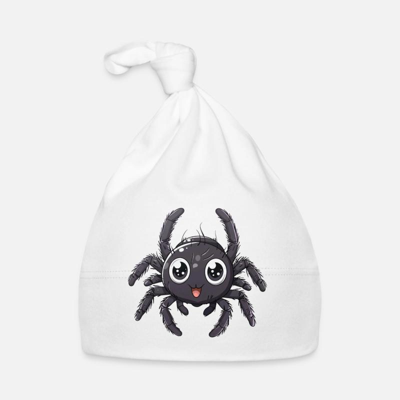 Mignonne araignée de dessin animé avec de grands yeux - Bonnet bio Bébé - blanc