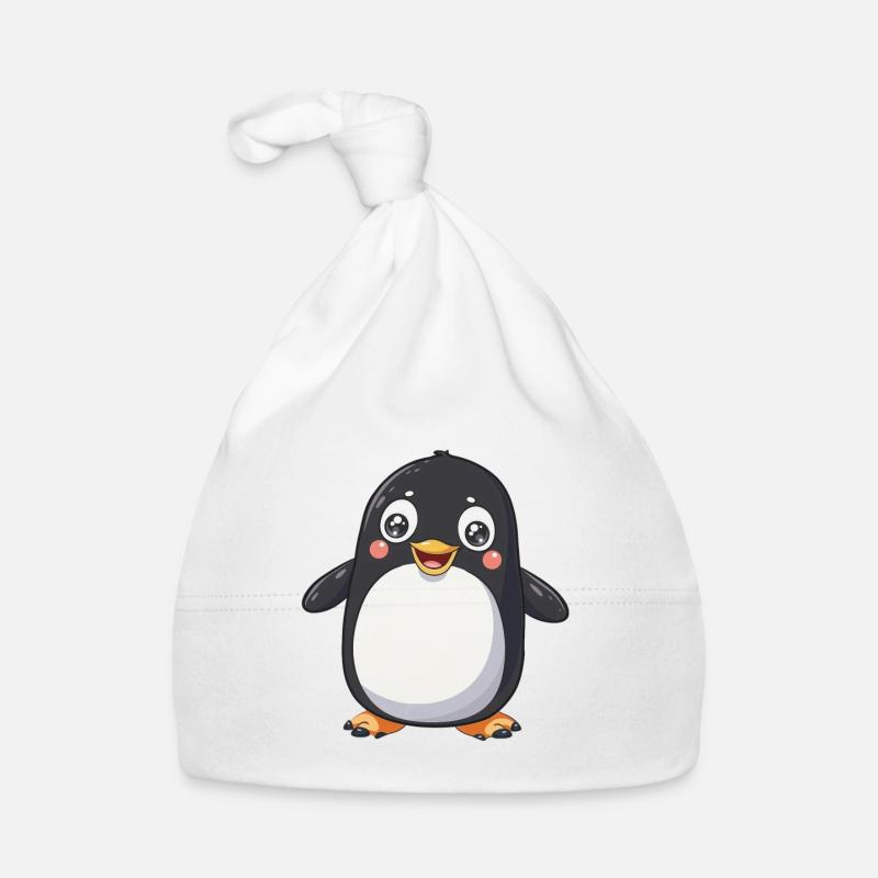 Pingouin mignon avec de grands yeux Bonnet bio Bébé
