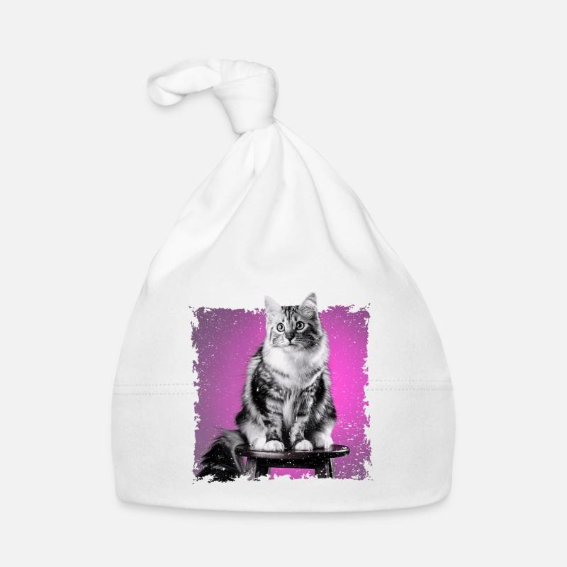Cat Sitting on Stool | frayed edge Organic Baby Cap