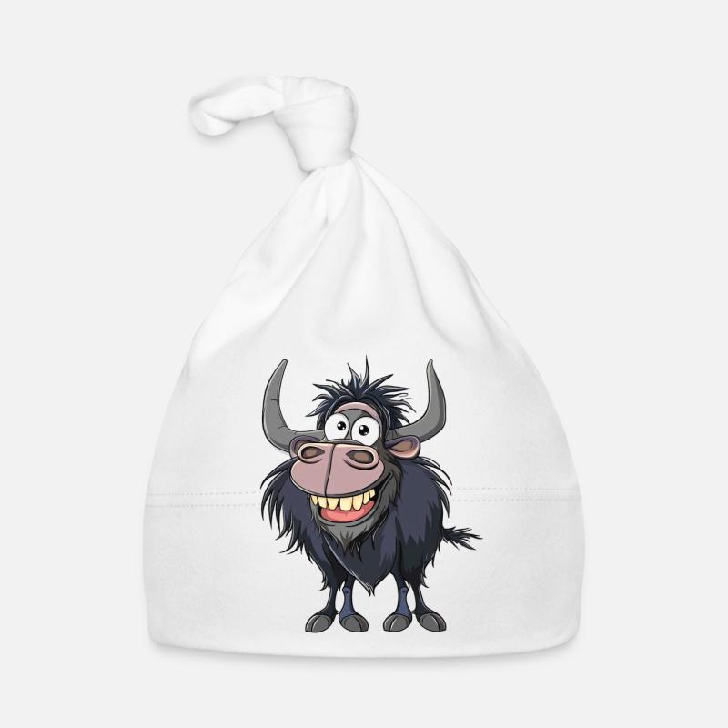 Yak joyeux avec de grandes cornes Bonnet bio Bébé