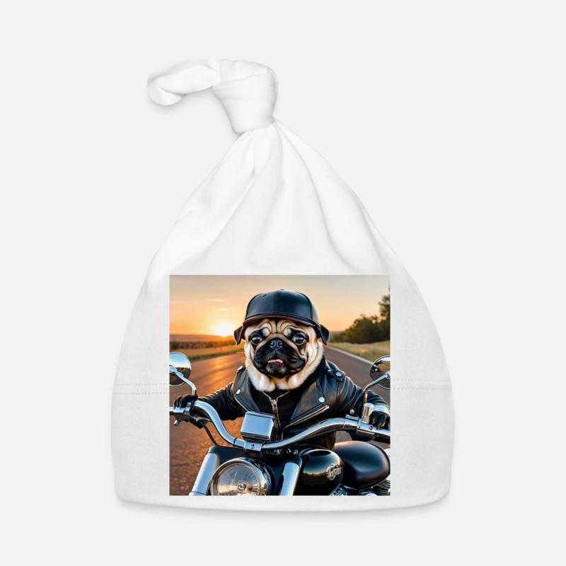 Dog biker in leather jacket style Organic Baby Cap