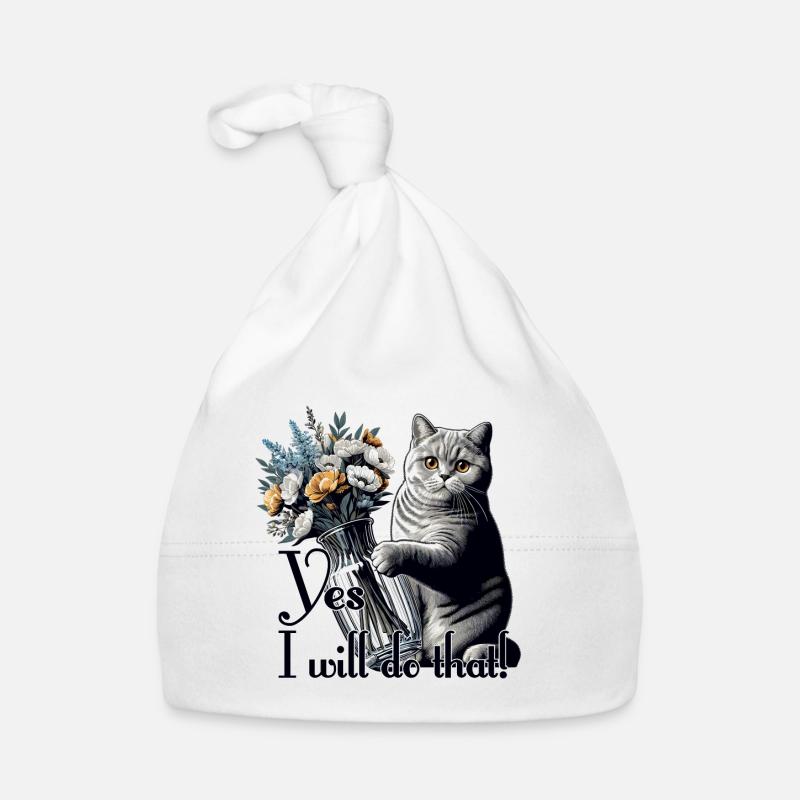 BKH Britisch Kurzhaar Katze Vase umkippen Geschenk Baby Bio-Mütze