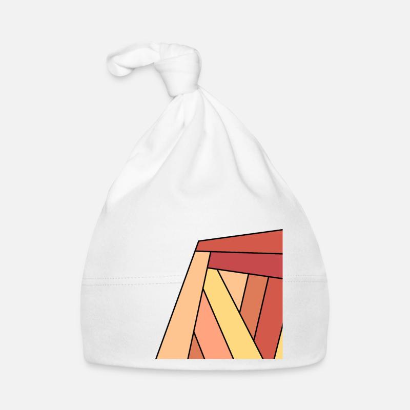 carre colore rouge - Bonnet bio Bébé - blanc