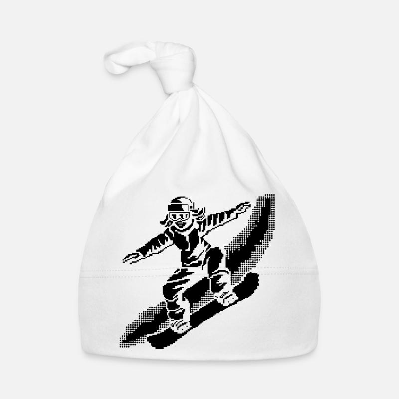 Snowboarder Pixel Art Organic Baby Cap