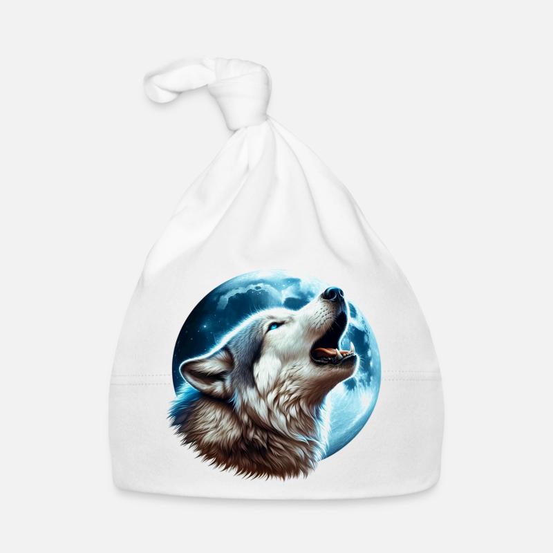 Wolf howls at the full moon Organic Baby Cap