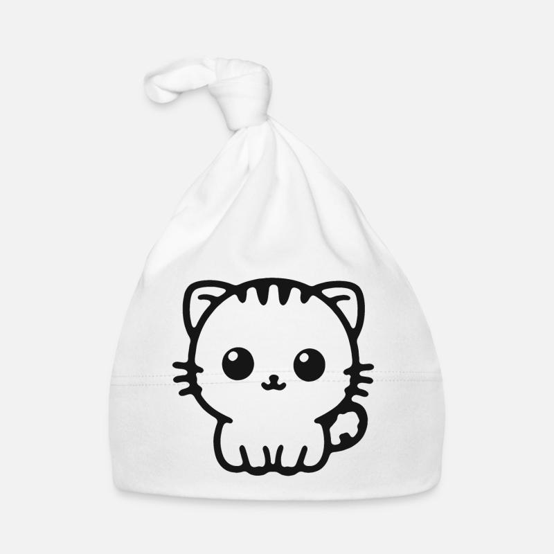 Cuddly Kitten Line Drawing Organic Baby Cap