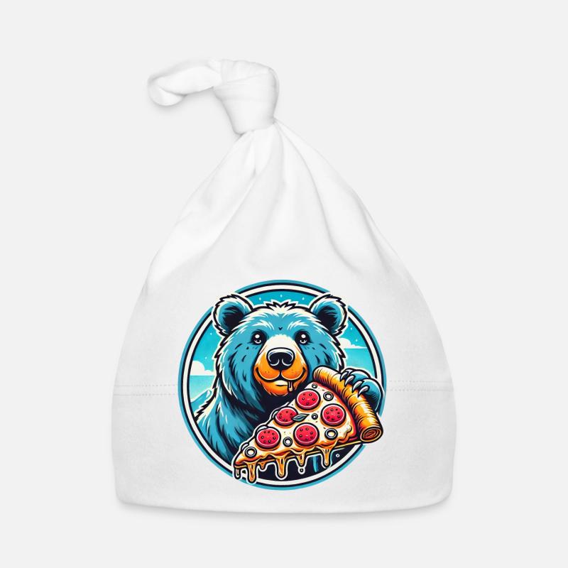 Pizza bear design Organic Baby Cap