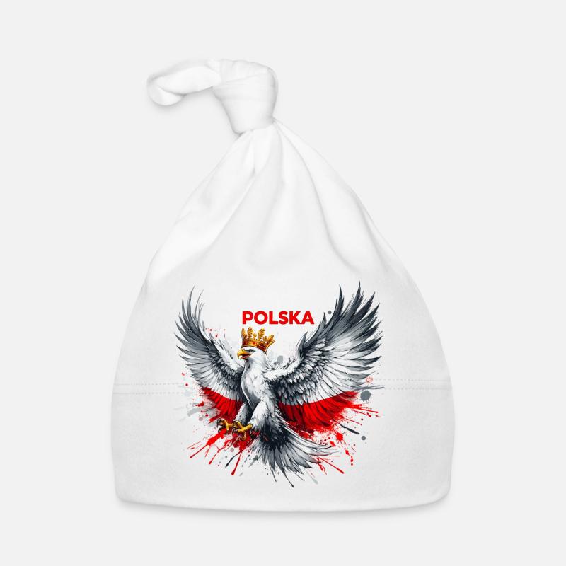 Poland Polska Polish Red White Eagle Crown Gift Organic Baby Cap