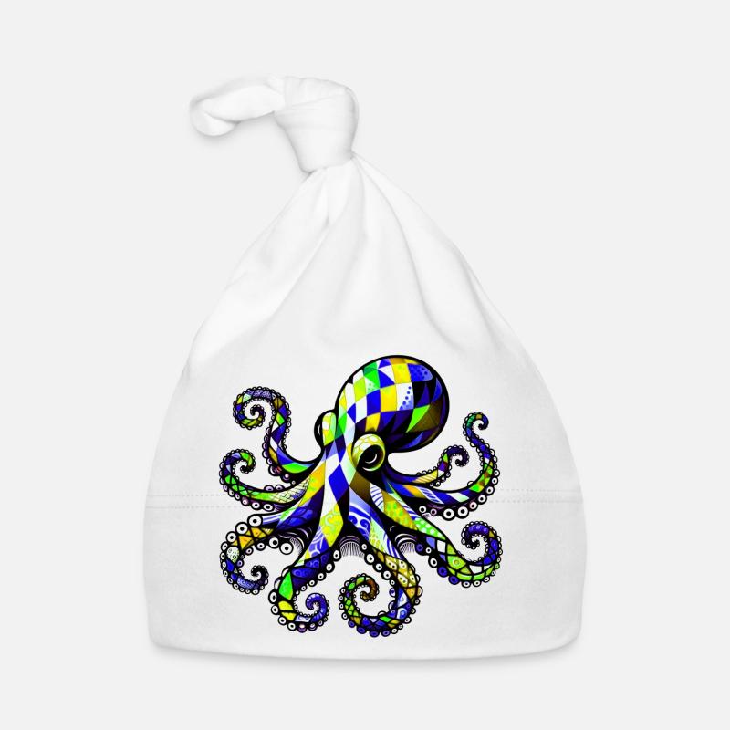 Pieuvre - Bonnet bio Bébé - blanc