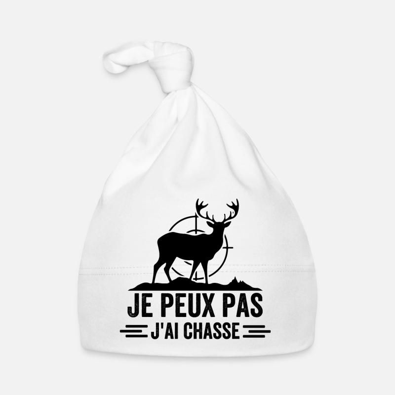 Je Peux Pas J'ai Chasse - Bonnet bio Bébé - blanc