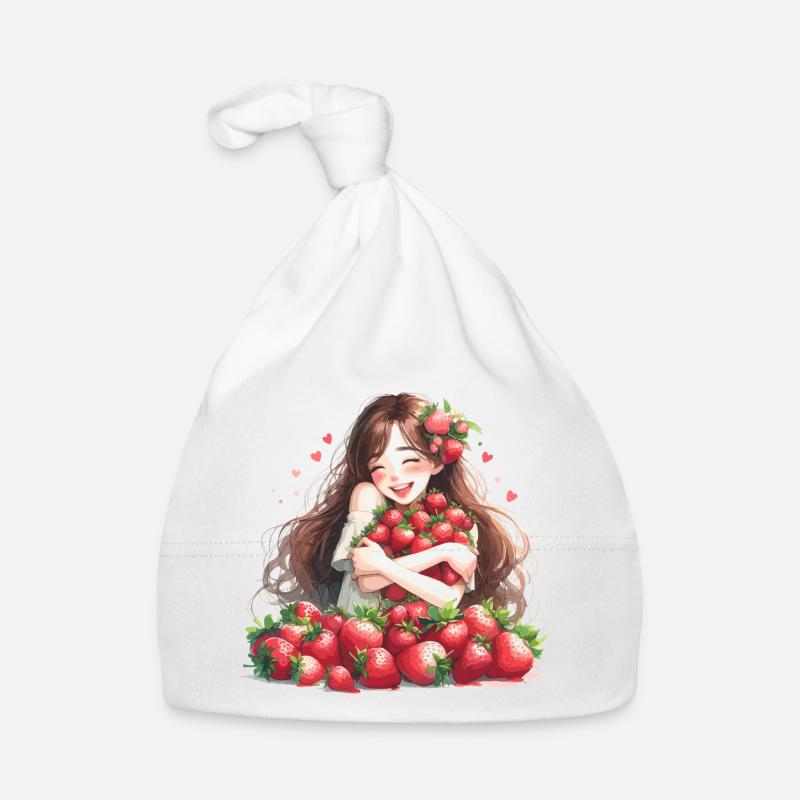 Erdbeermädchen Erdbeeren Geschenk Baby Bio-Mütze