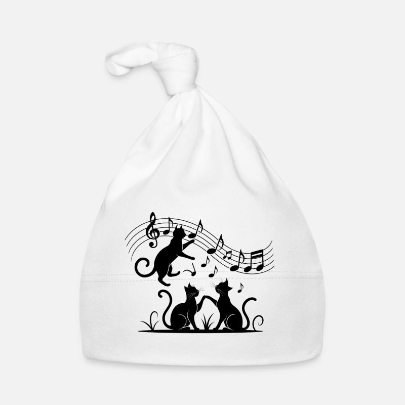 Black cats pattern playing with musical note Organic Baby Cap