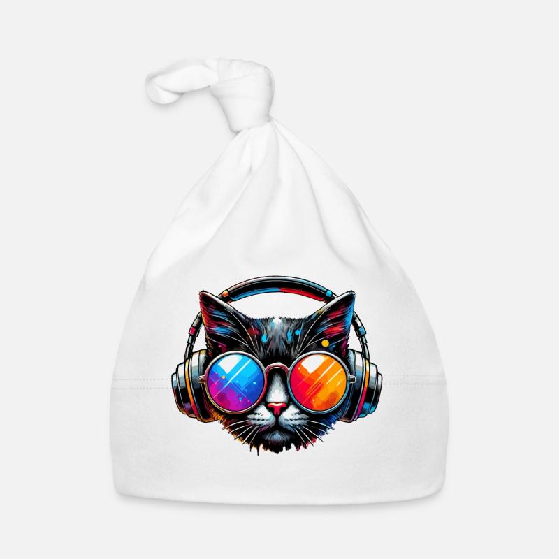 DJ Cat - Chat Disco & Fête Bonnet bio Bébé