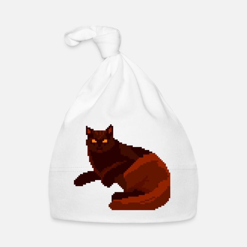 Art Pixel du Chat Nuit Rouge Bonnet bio Bébé