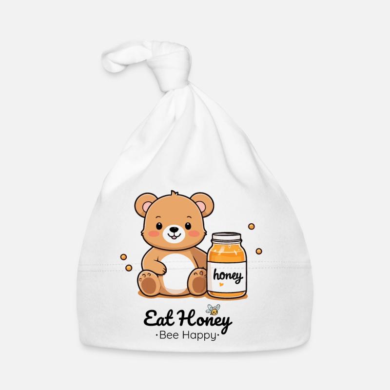Kuschelbär mit Honigglas Baby Bio-Mütze