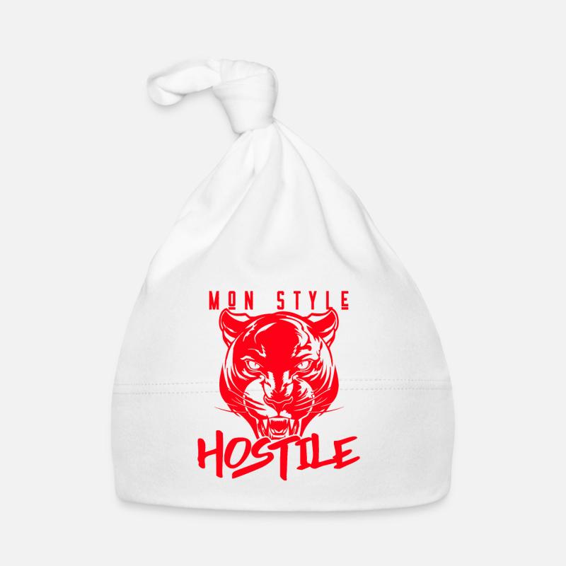 MON STYLE ? HOSTILE ! (panthère) - Bonnet bio Bébé - blanc