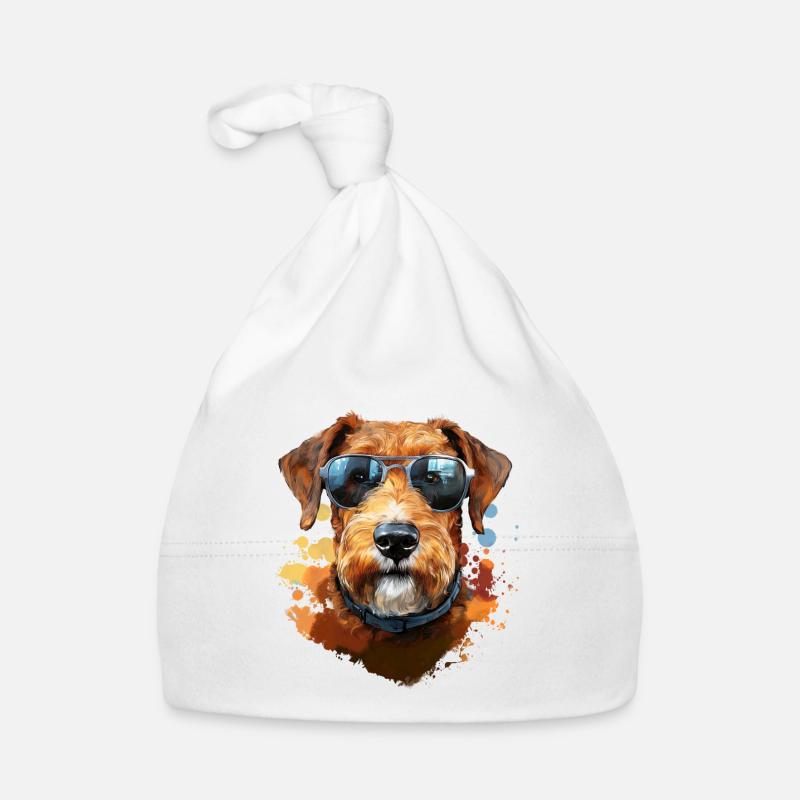 Airedale Terrier mit Sonenbrille Baby Bio-Mütze