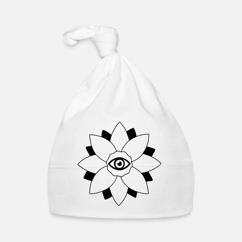 Fleur de lotus noir et blanc Bonnet bio Bébé