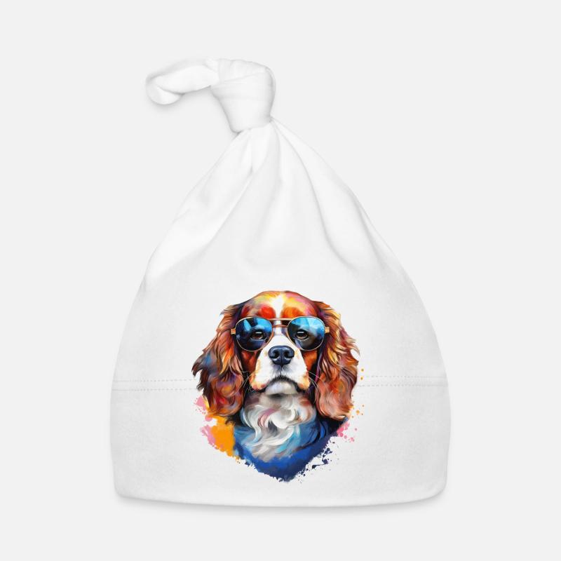 Cavalier Kings Charles Spaniel mit Sonnenbrille Baby Bio-Mütze