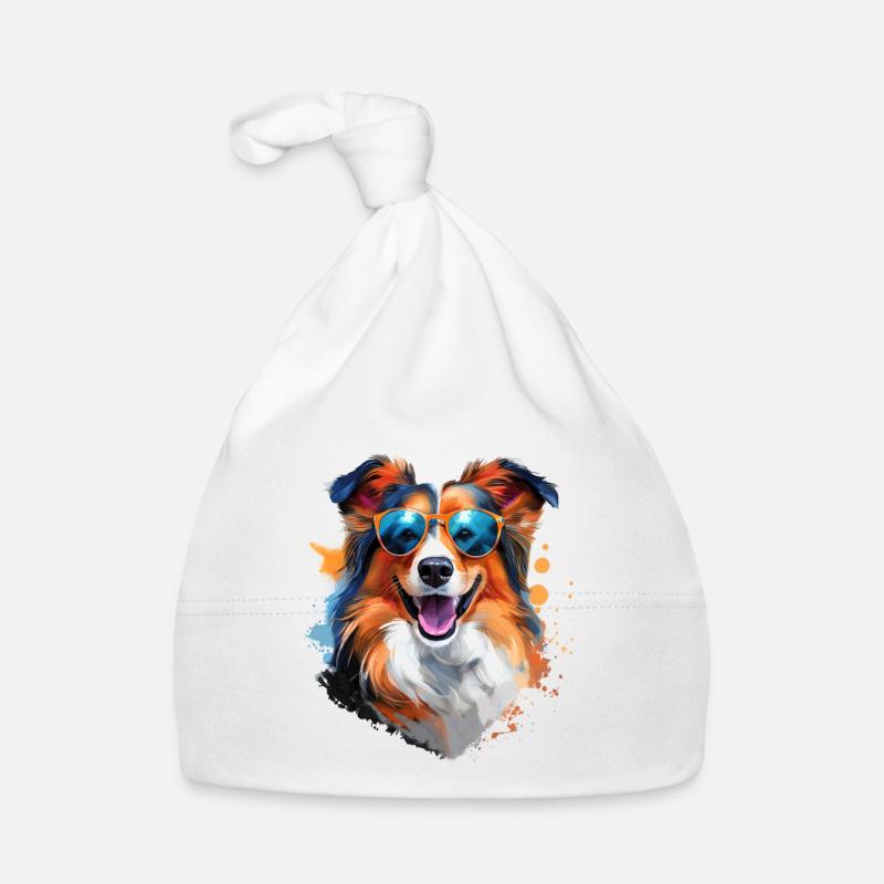 Sheltie mit Sonnenbrille Baby Bio-Mütze