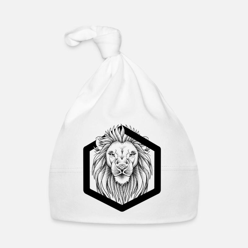 Lion dotwork Bonnet bio Bébé