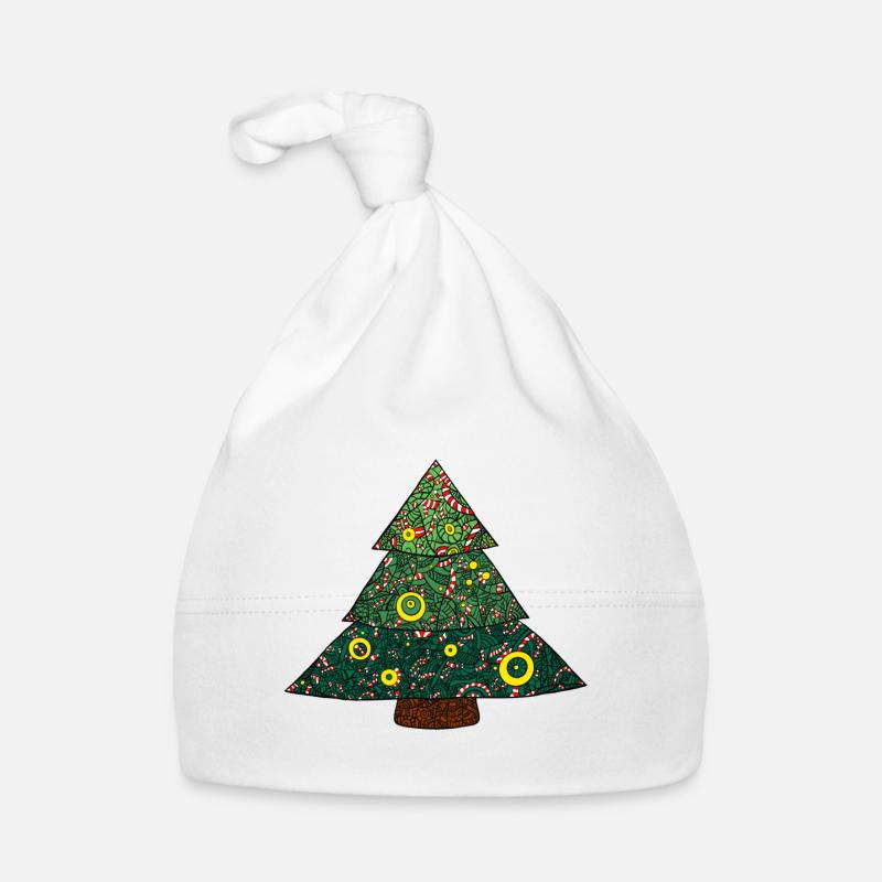 Cannes de Noël Mandala - Bonnet bio Bébé - blanc