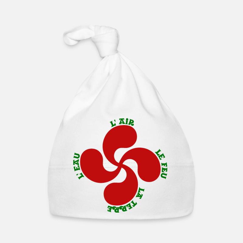 Lauburu rouge - croix basque et signification Bonnet bio Bébé