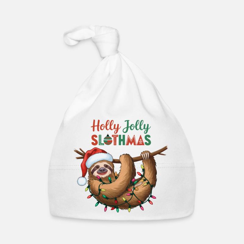 Festive Sloth with Christmas Lights Organic Baby Cap