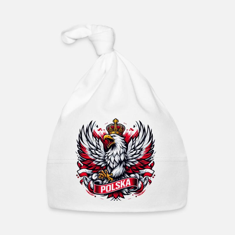 Pologne Polska aigle emblème drapeau drapeau cadeau - Bonnet bio Bébé - blanc