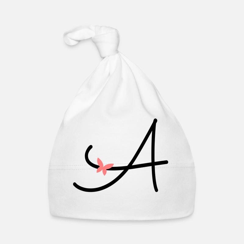 Letter A Initial Letter Butterfly Organic Baby Cap
