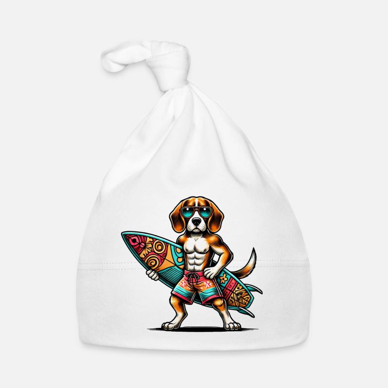 Beagle Surfer Baby Bio-Mütze