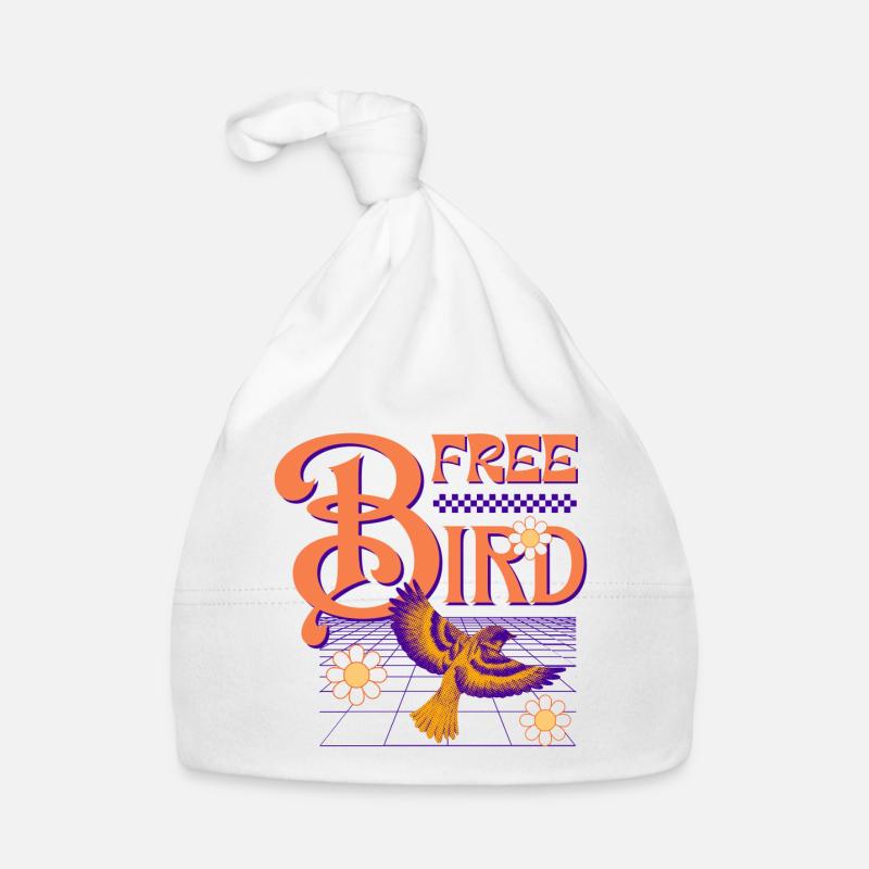 Free Bird – Bunter Retro-Vogel Baby Bio-Mütze