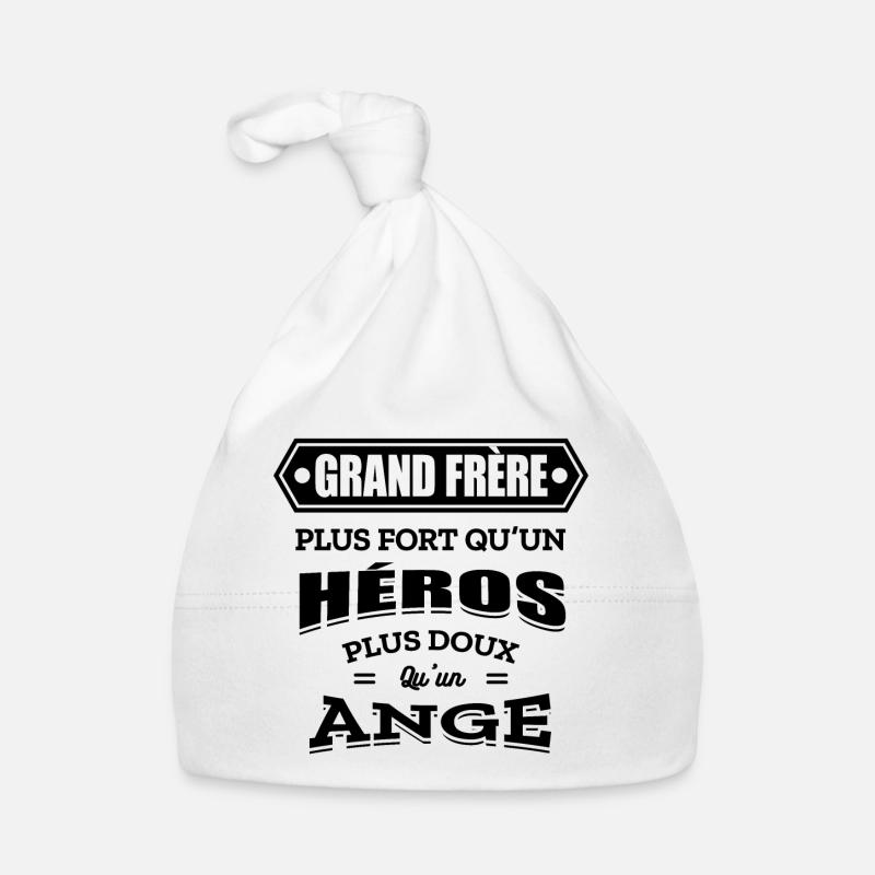 GRAND FRÈRE PLUS FORT QU'UN HEROS DOUX COMME ANGE - Bonnet bio Bébé - blanc