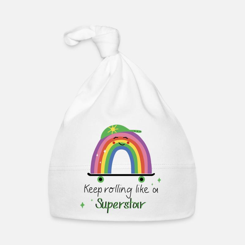 Keep Rolling Like a Superstar - Rainbow Skate Organic Baby Cap