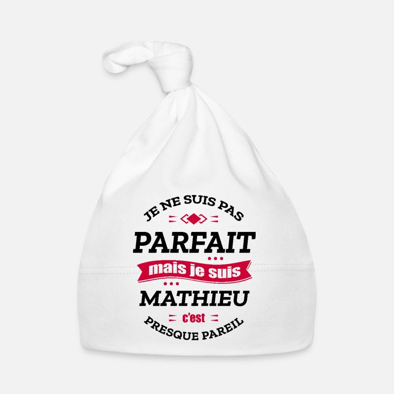 MATHIEU PARFAIT - PRENOM MATHIEU - Bonnet bio Bébé - blanc