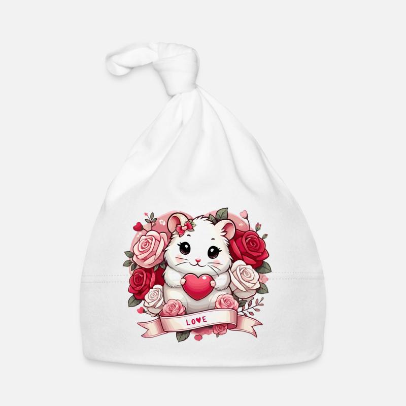 Romantischer Hamster mit Rosen Baby Bio-Mütze