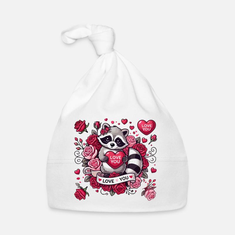 Mignon raton laveur Conception de la Saint-Valentin Bonnet bio Bébé