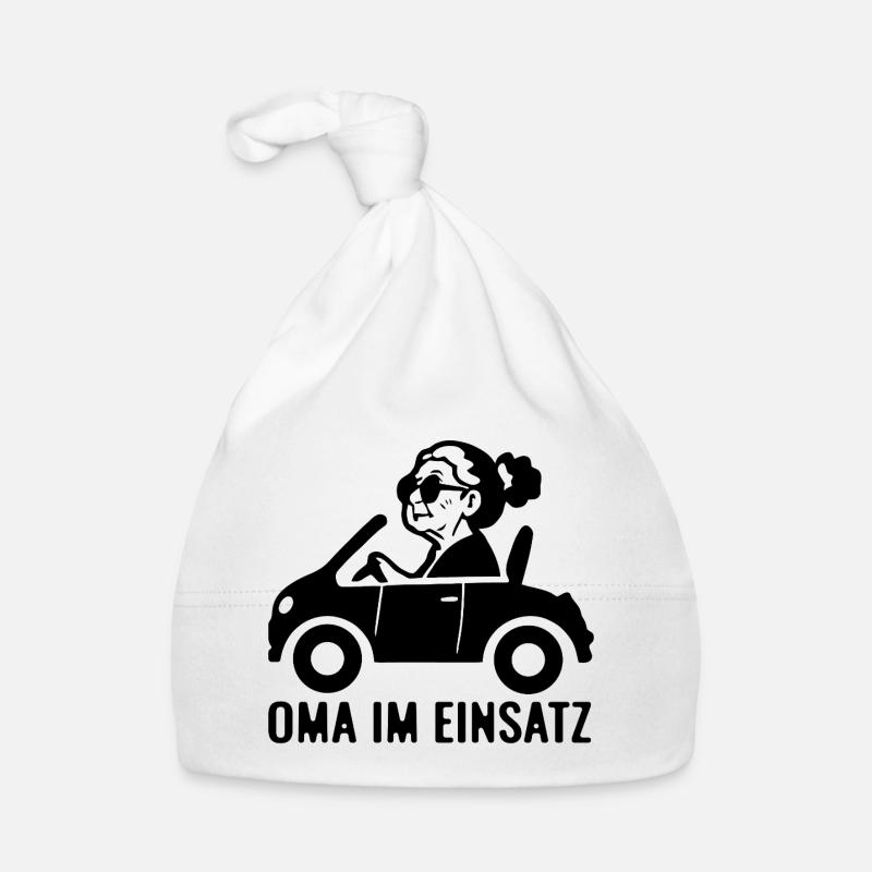 Oma im Einsatz Auto Baby Bio-Mütze